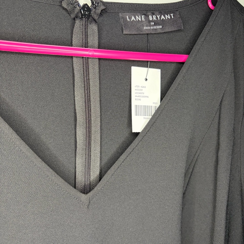 Lane Bryant Lena V-Neck High-Low Midi Dress Black - Picture 6 of 9